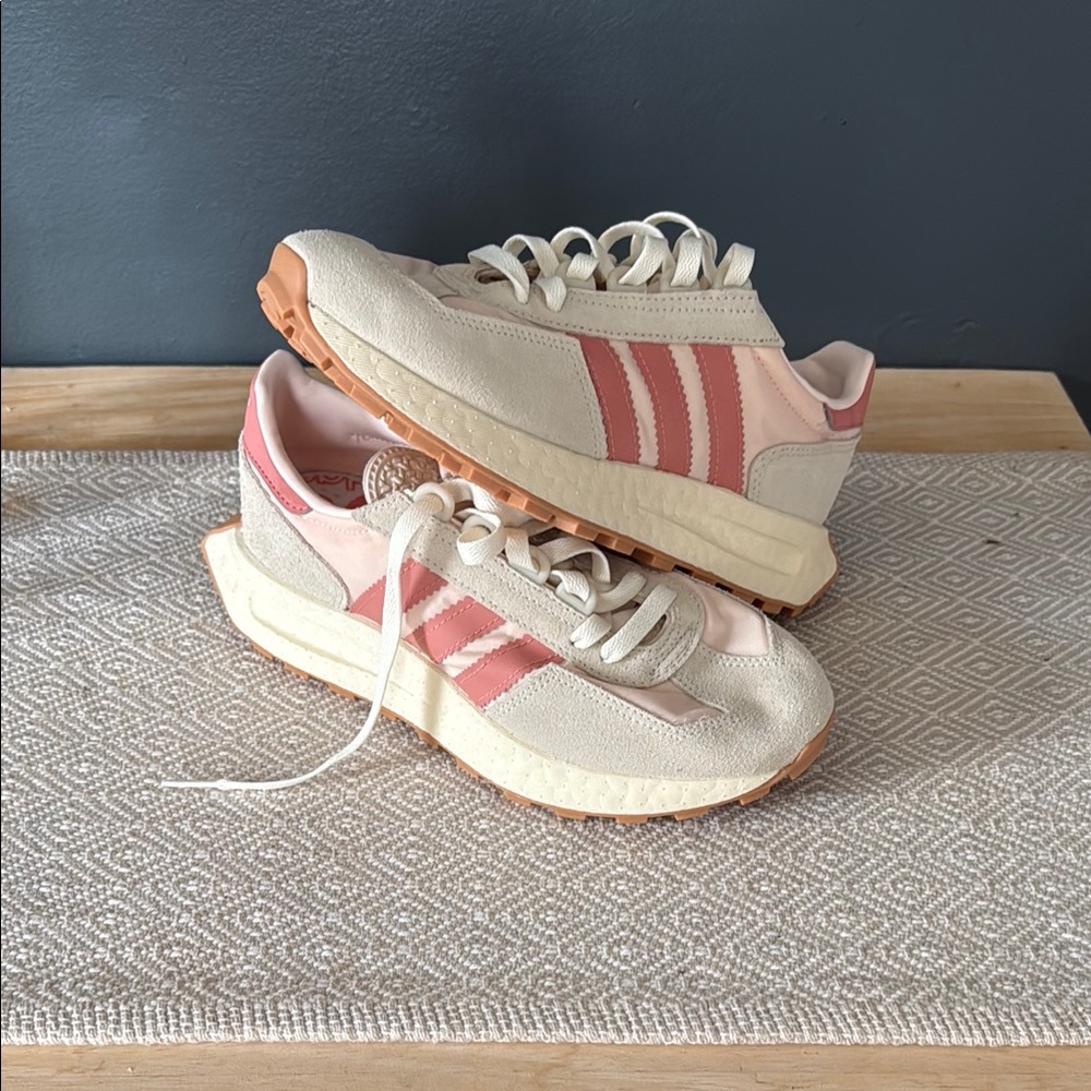 Adidas Pink and Cream Retro Sneakers